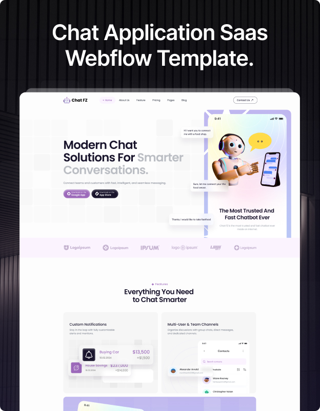 Chat FZ – Chat Application SaaS Webflow Template