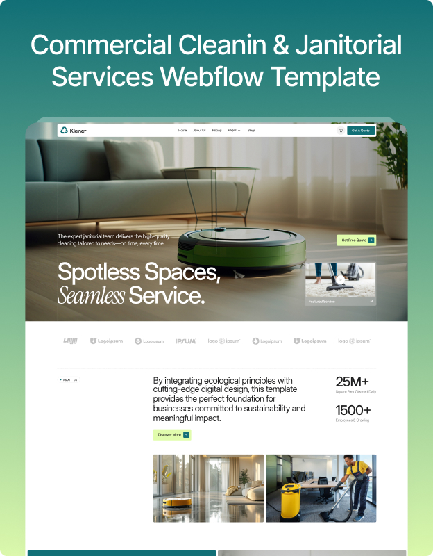 Klener – Commercial Cleaning Services Webflow Template