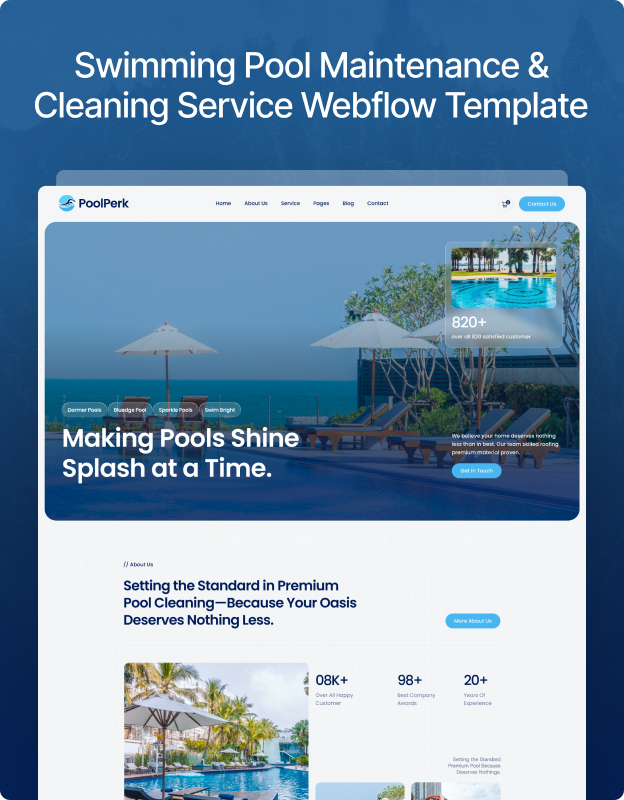 PoolPerk – Pool Service Webflow Template