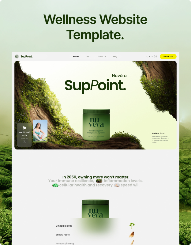 SupPoint – Modern Health & Nutrition Webflow Template