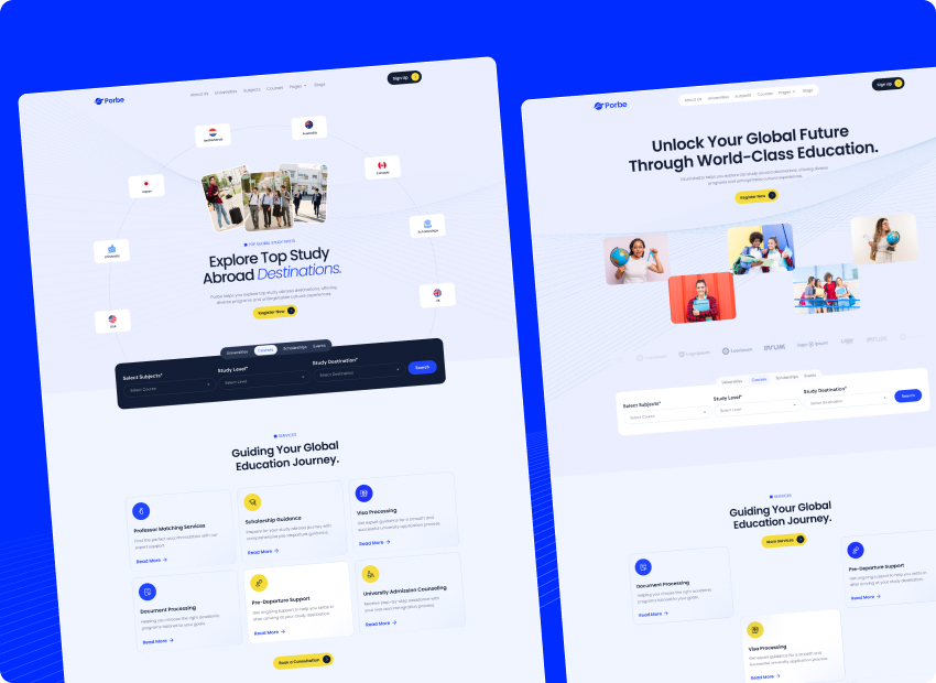 Porbe – Study Abroad Agency Webflow Template