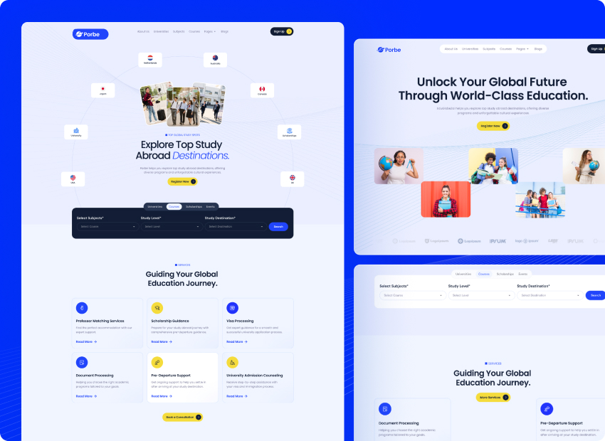 Porbe – Study Abroad Agency Webflow Template