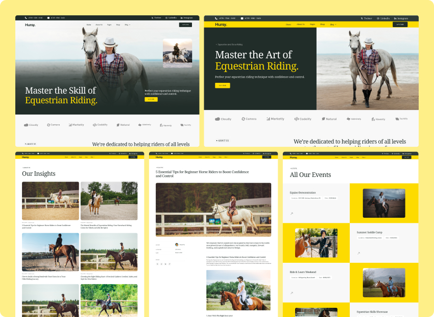 Hursy – Horse Riding Club & Equestrian Webflow Template