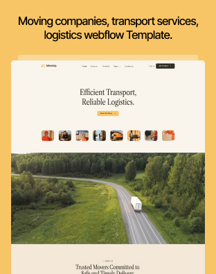 Movzzy - Moving companies, transport services & logistics webflow Template.