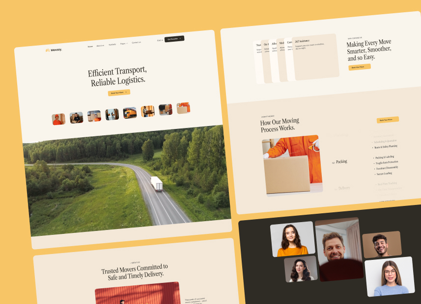 Movzzy - Moving companies, transport services & logistics webflow Template.