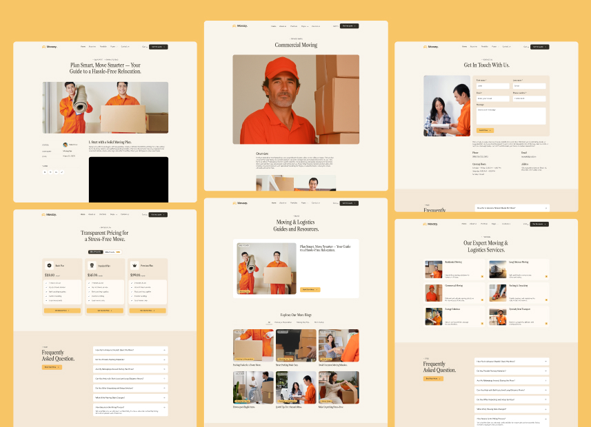 Movzzy - Moving companies, transport services & logistics webflow Template.