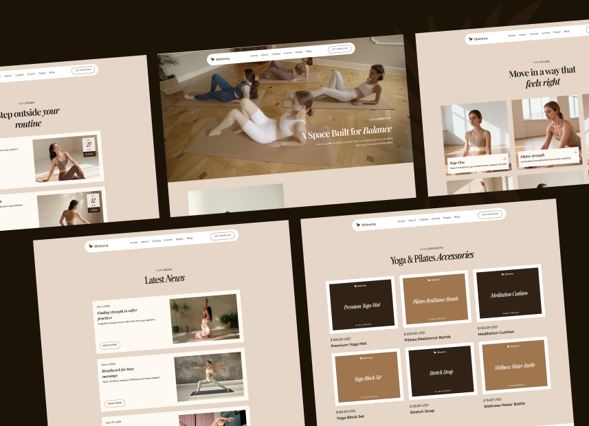 Shimma - Yoga, Pilates, & Wellness Studios Webflow Template.