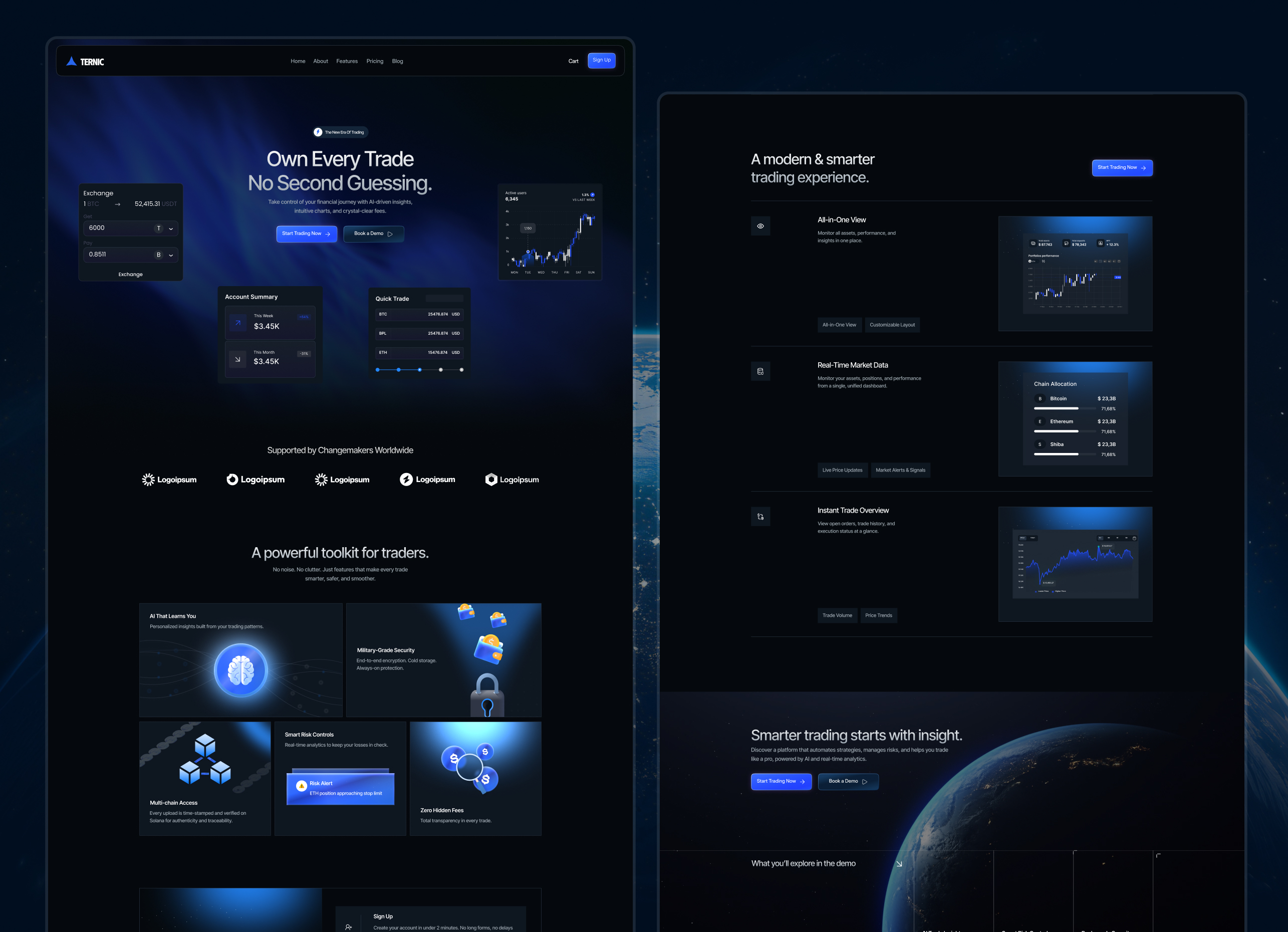 Ternic - Crypto Trading Saas Webflow Template.