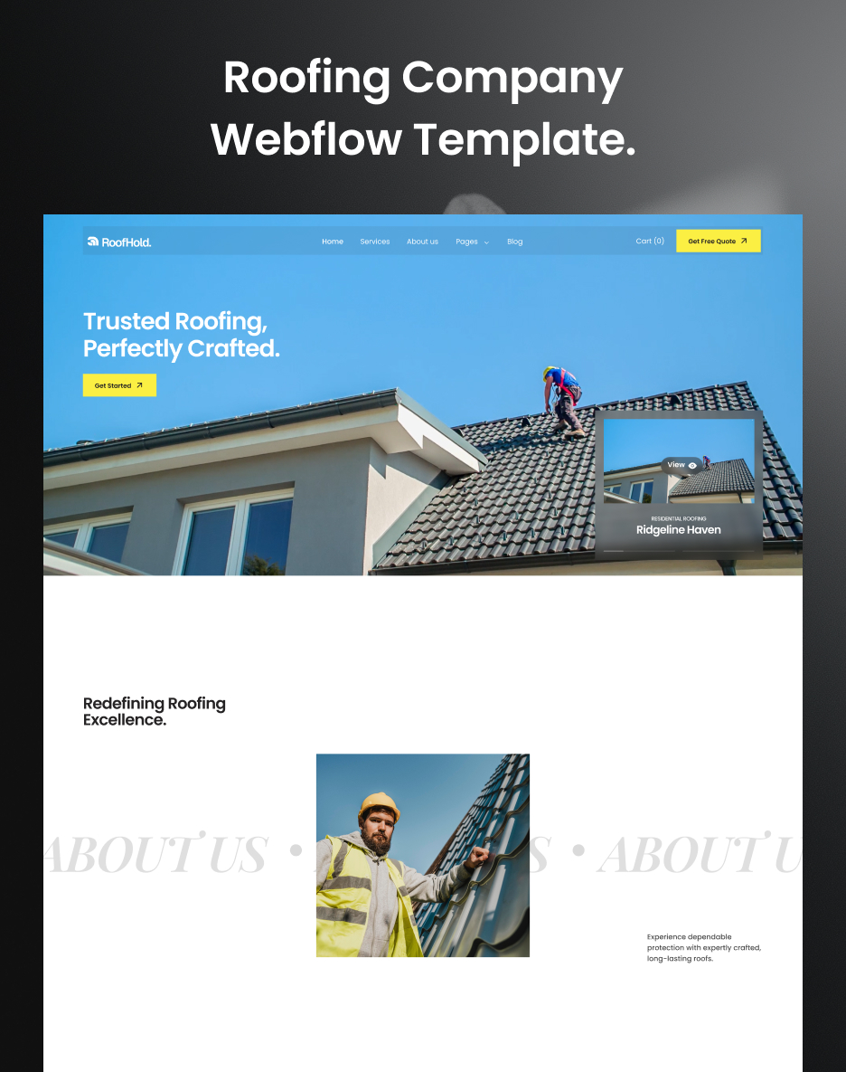 RoofHold - Roofing Company Webflow Template.
