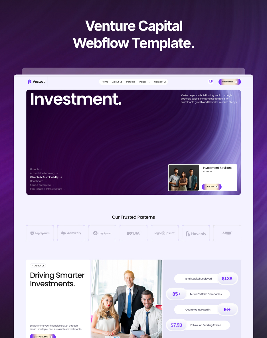 Vestest – Venture Capital Webflow Template.