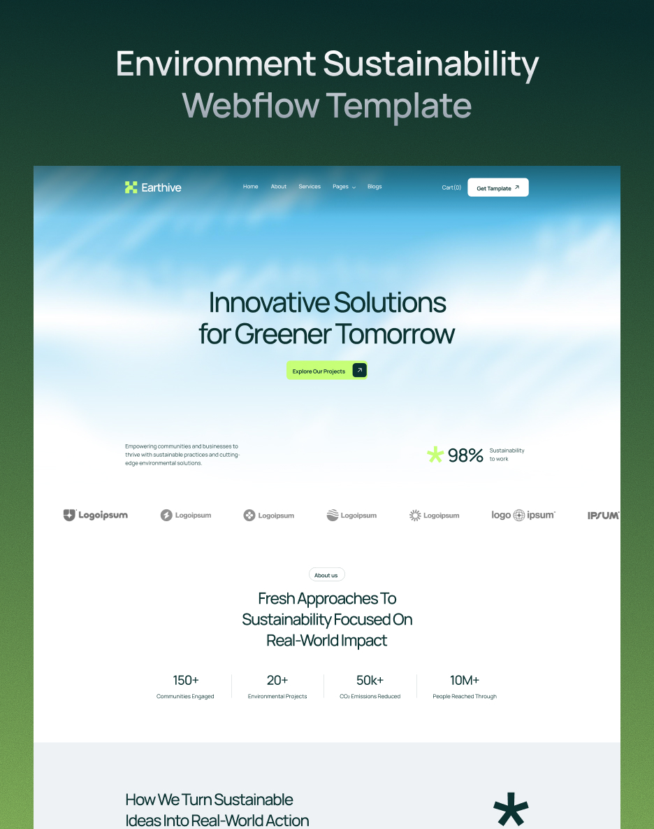 Earthive - Eco & Sustainability Webflow Template