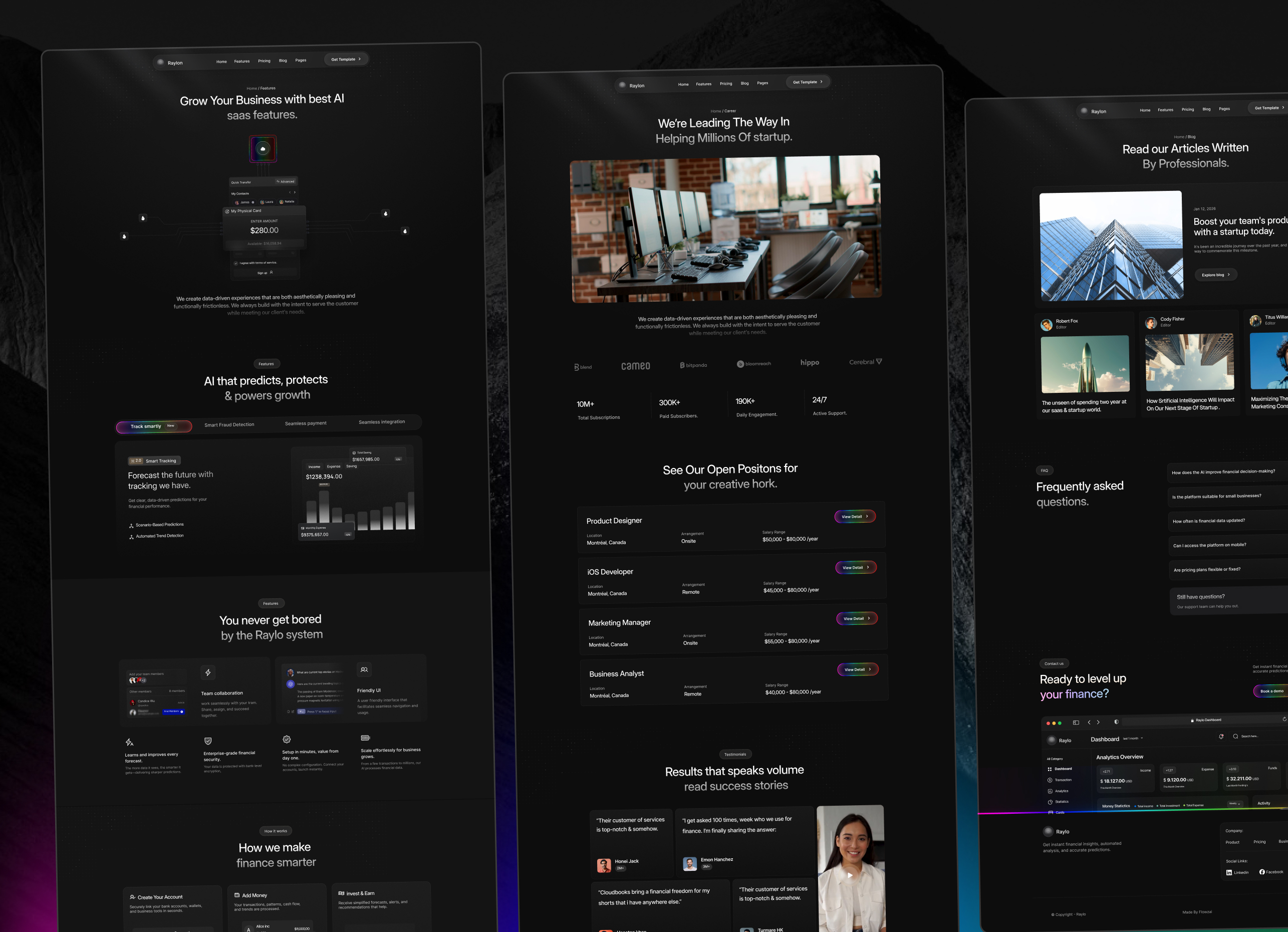 Raylon - AI Fintech Sass Webflow Template.