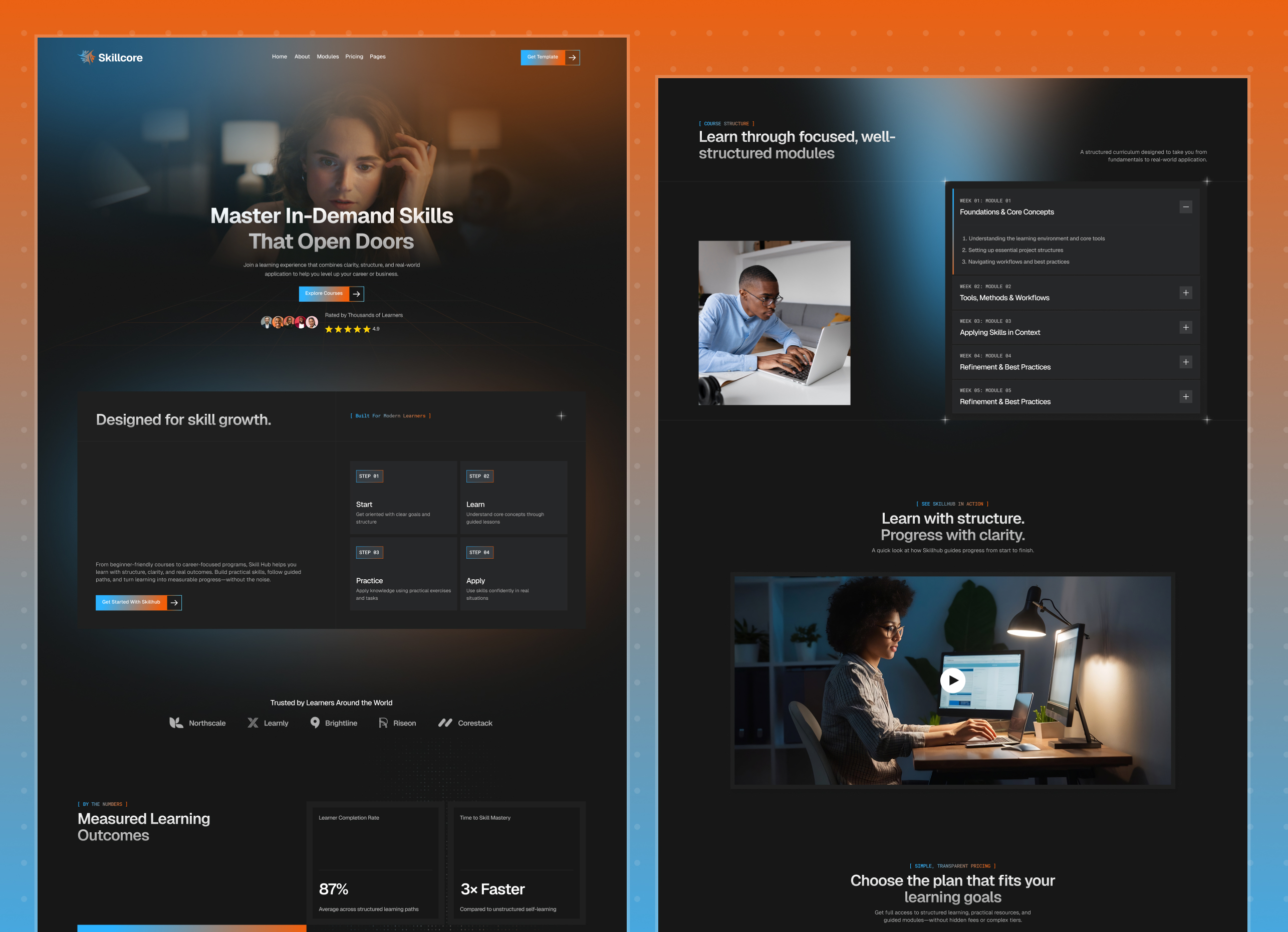Skillcore - High-Converting VSL, Course, Webinar & Course Funnels Webflow Template.