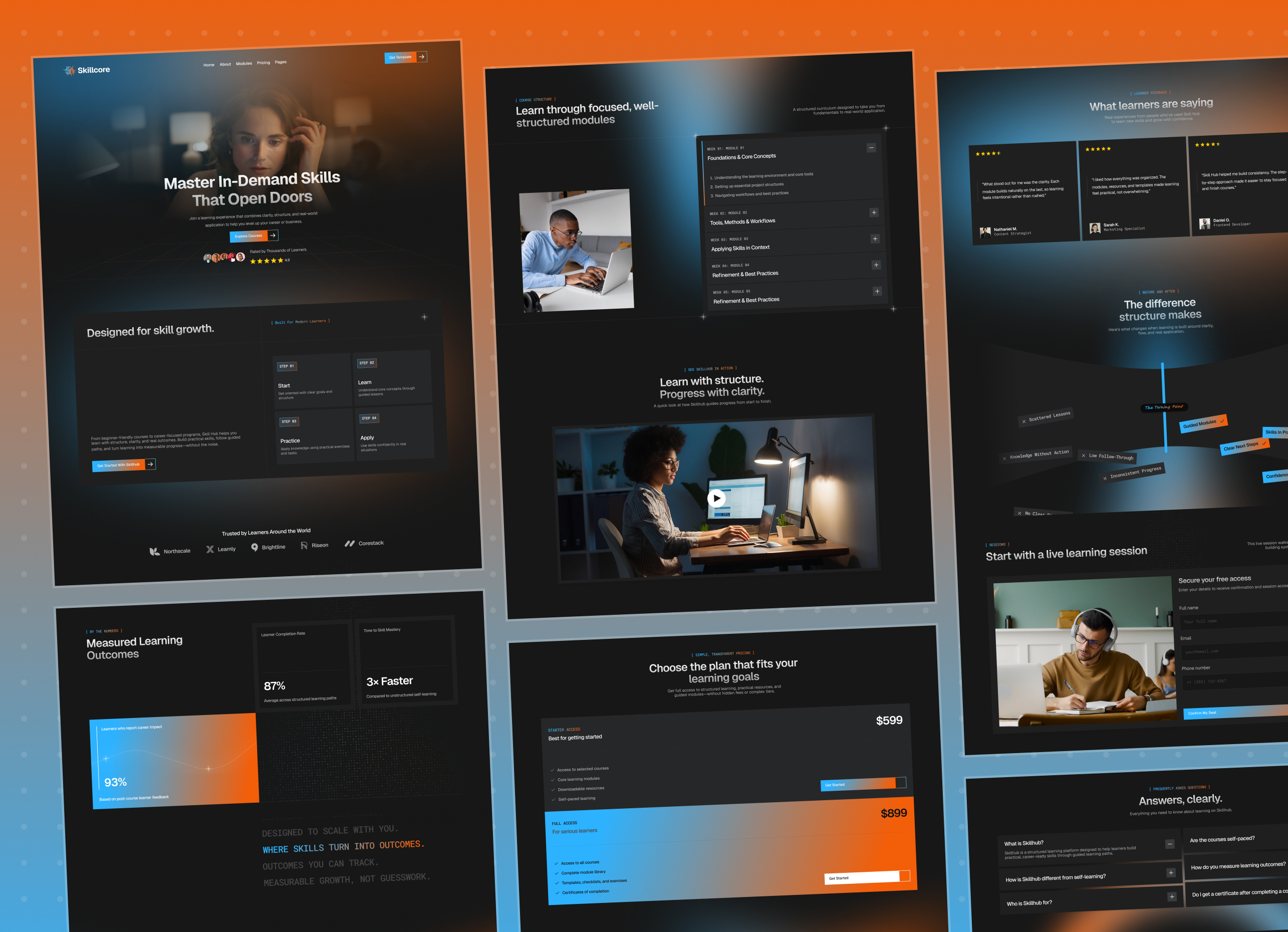 Skillcore - High-Converting VSL, Course, Webinar & Course Funnels Webflow Template.