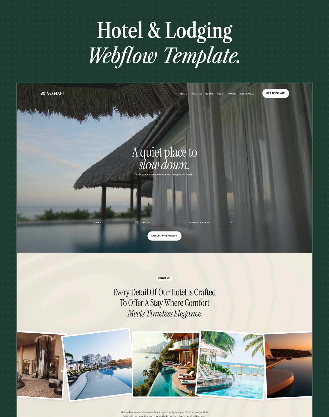 Manafi - Hotel & Lodging Webflow Template.