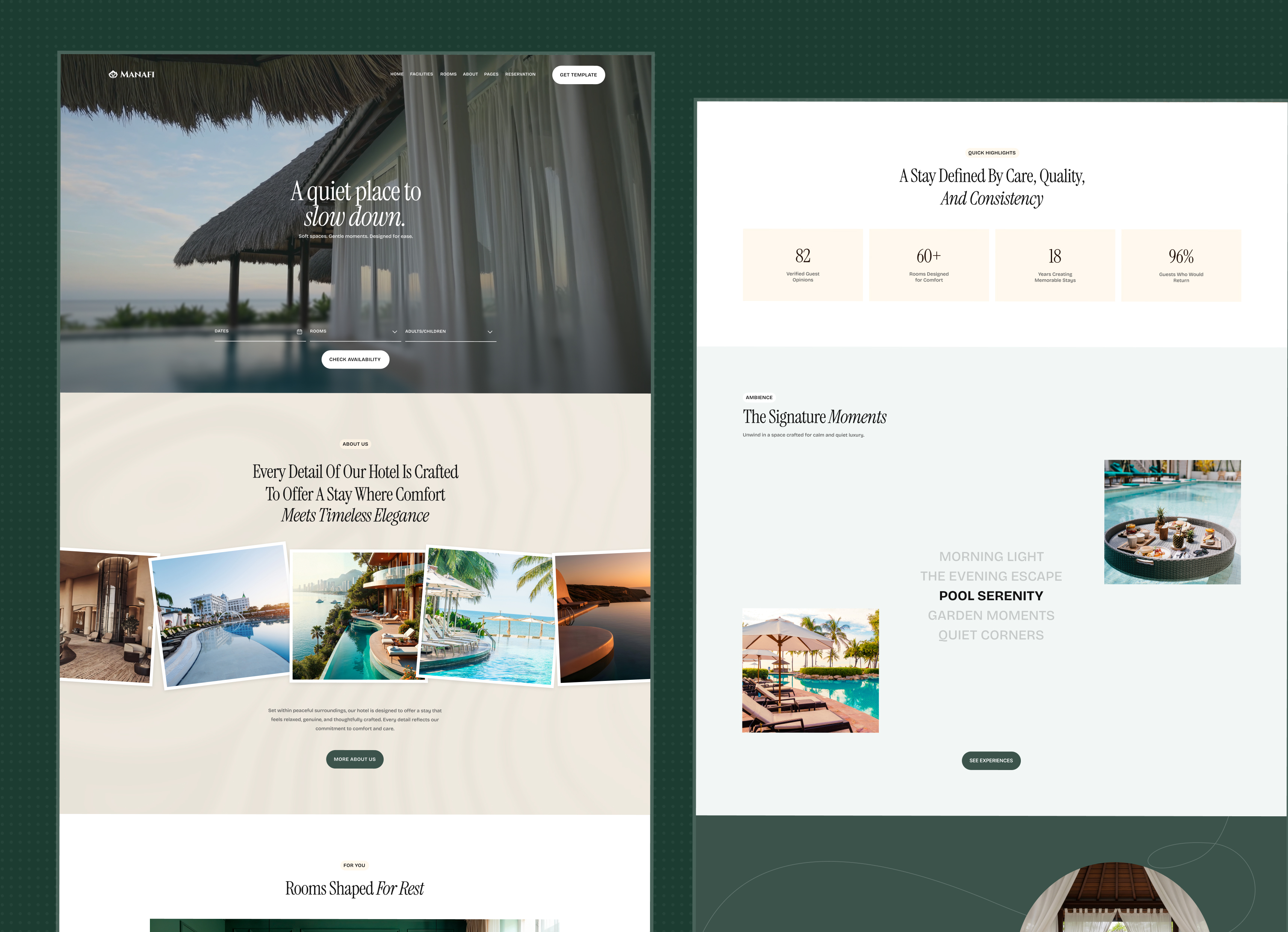 Manafi - Hotel & Lodging Webflow Template.