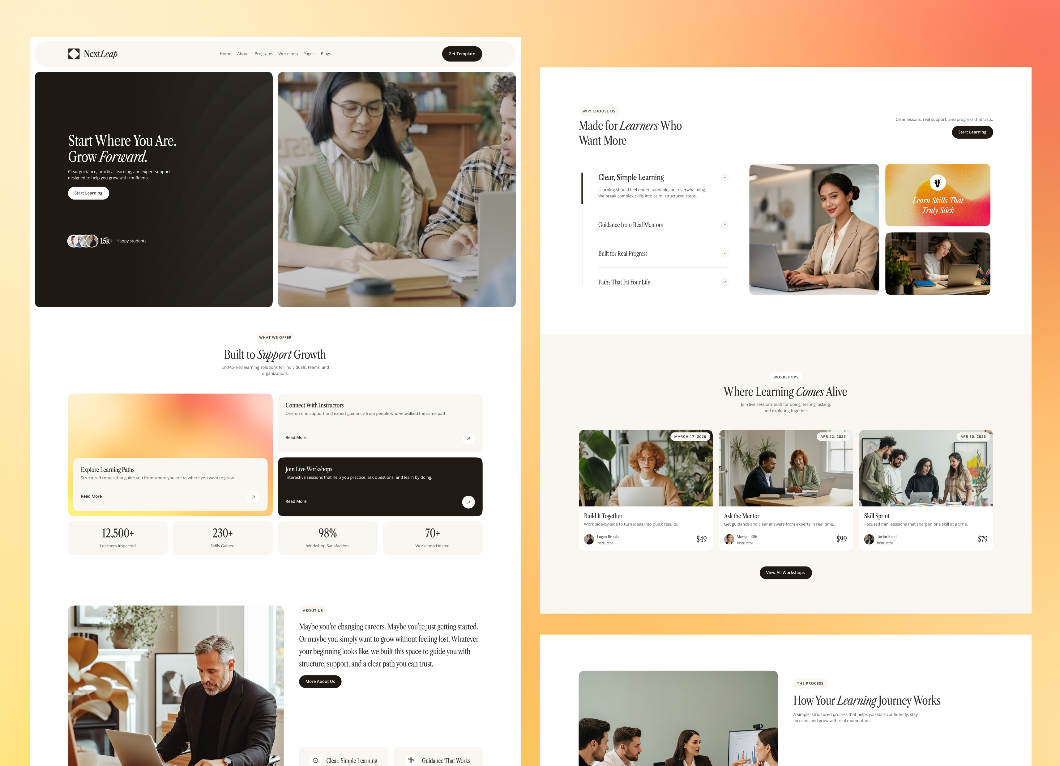 NextLeep - Coaching programs, schools, education Webflow template.