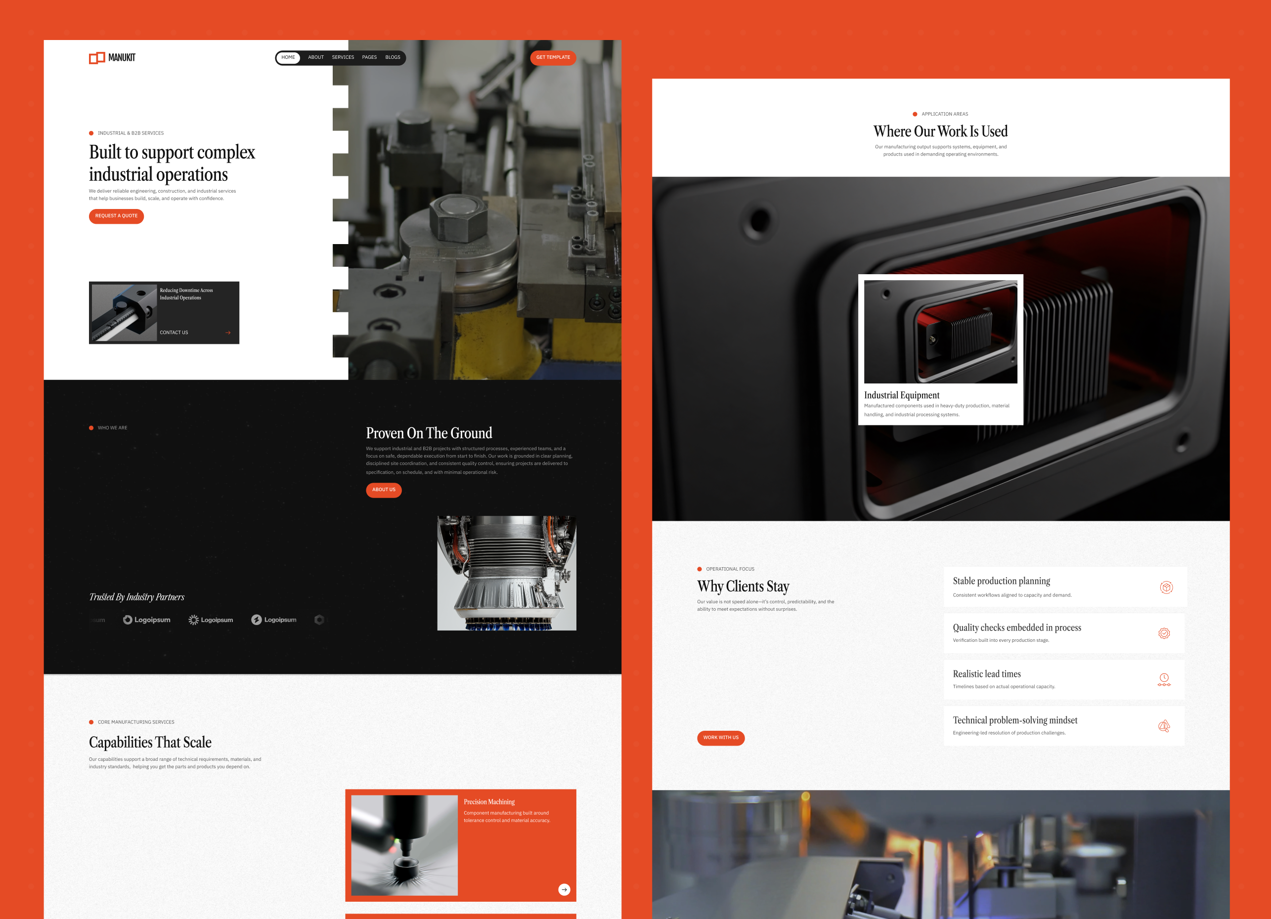 Manukit - Industrial and B2B service company Webflow Template.