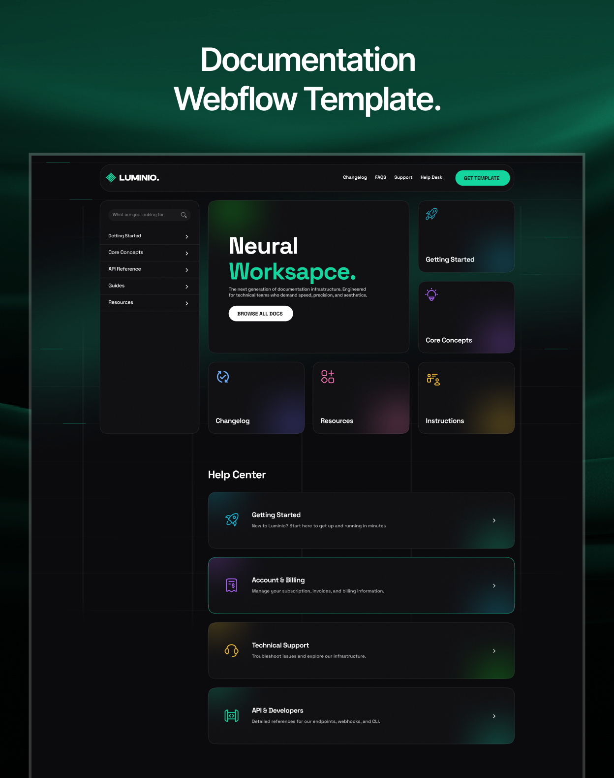Luminio - Documentation & Knowledge Base Webflow Template.