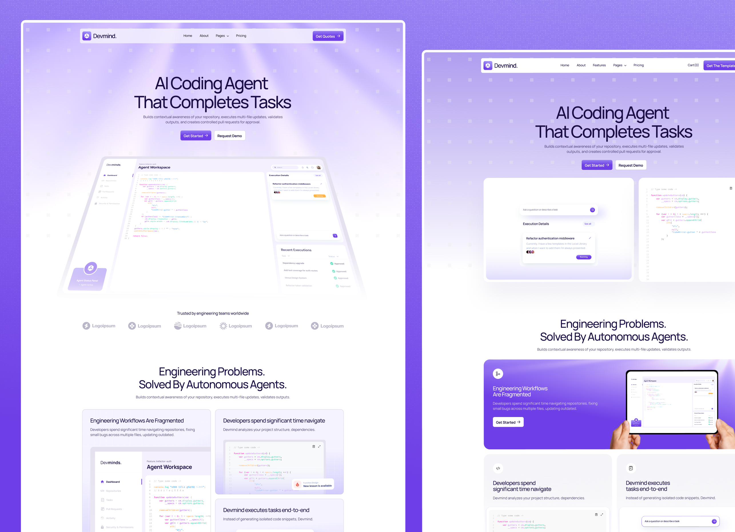 Devmind AI Coding Agent Webflow Template.