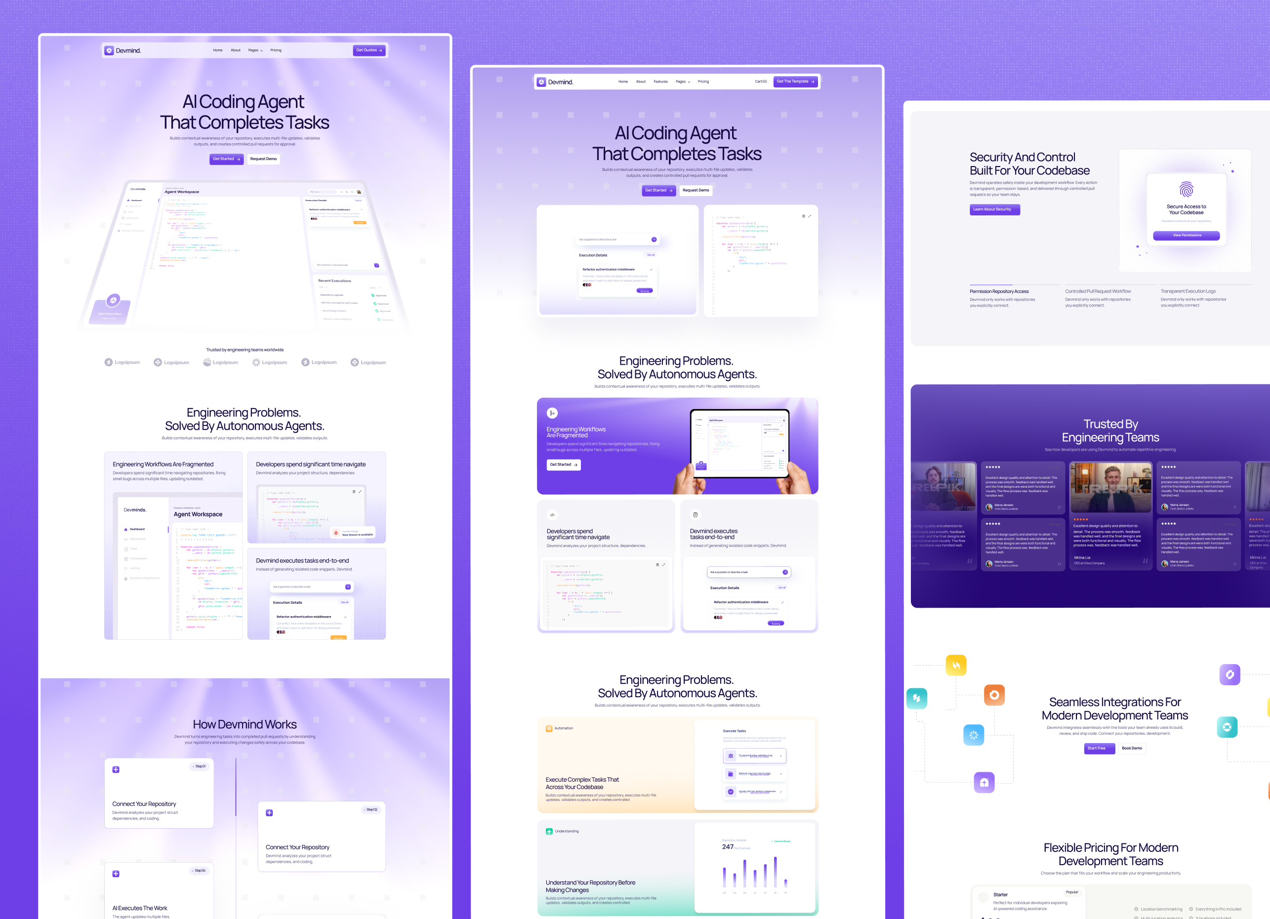 Devmind AI Coding Agent Webflow Template.
