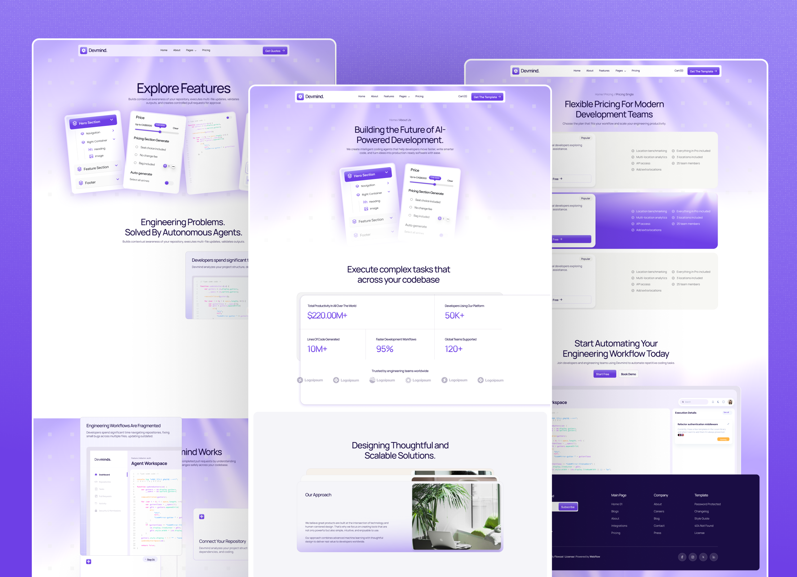 Devmind AI Coding Agent Webflow Template.