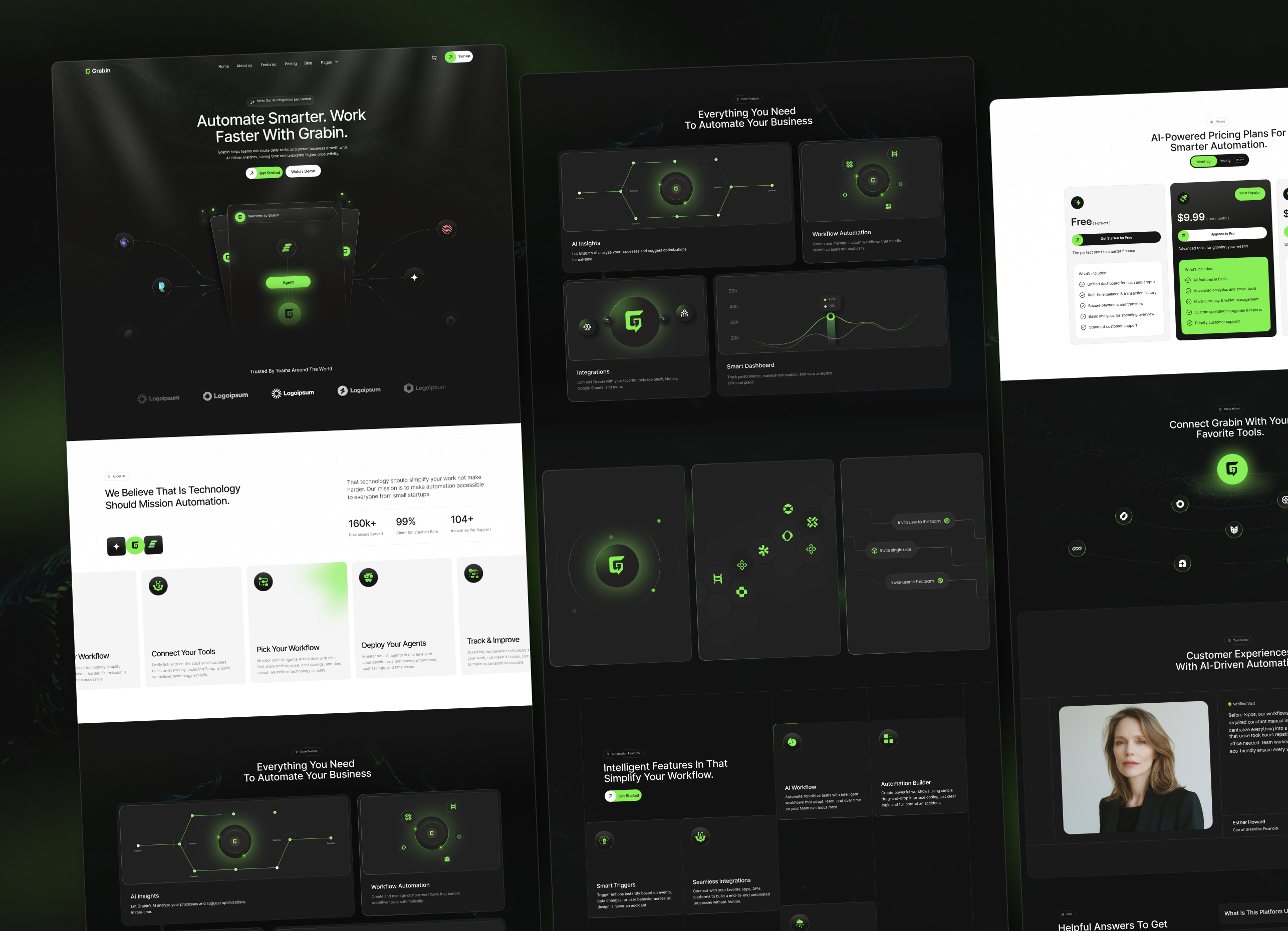 Grabin - AI Powered Automation Saas Webflow Website.