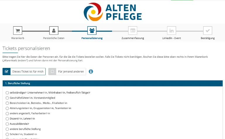 A screenshot of the alten pflege website.