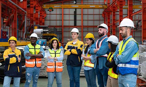 Technician in a mask smiles, breathing easy with GMG’s air quality standards