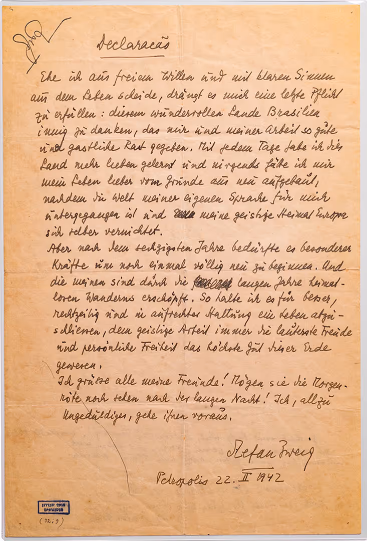 “My spiritual home destroyed itself”: Stefan Zweig Departs From This World