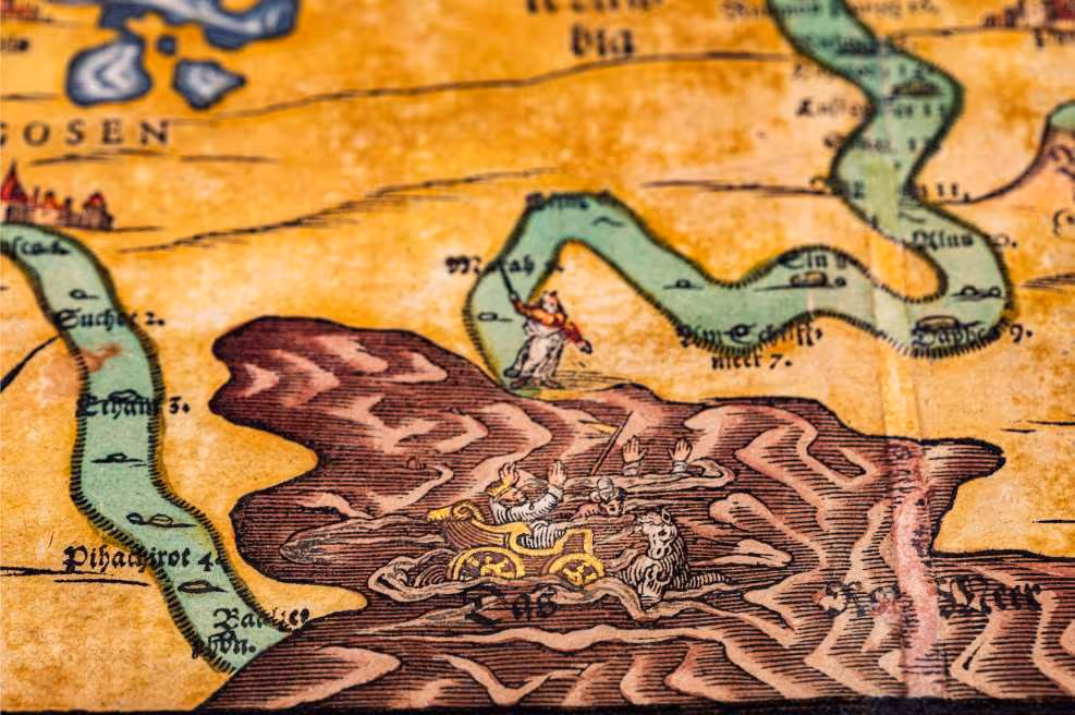 מסעות בני ישראל ממצרים מתוך מסע בעקבות ספרי הקודש, הלמשטאט, גרמניה, 1585