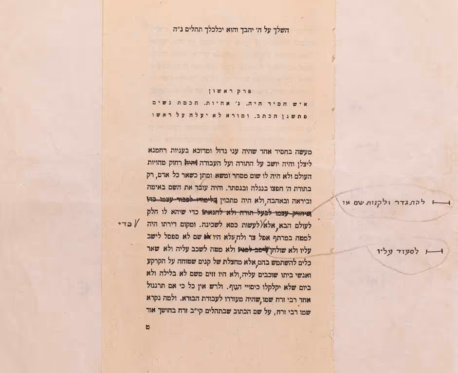 הערות של שמואל יוסף עגנון על גיליונות הדפוס של "הכנסת כלה", 1931