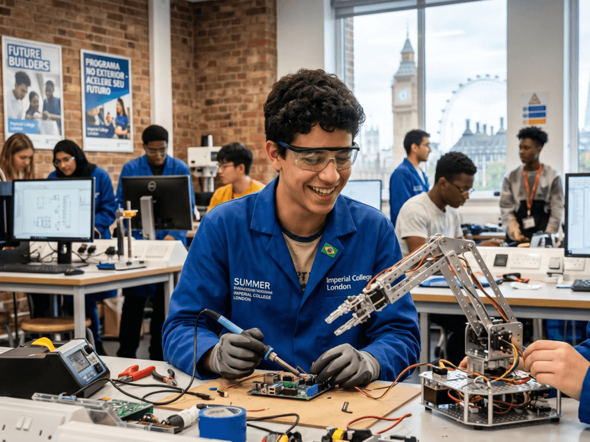 O que muda concretamente na trajetória de um estudante que faz um summer camp de engenharia no exterior? A diferença vai além do idioma: é laboratório real,