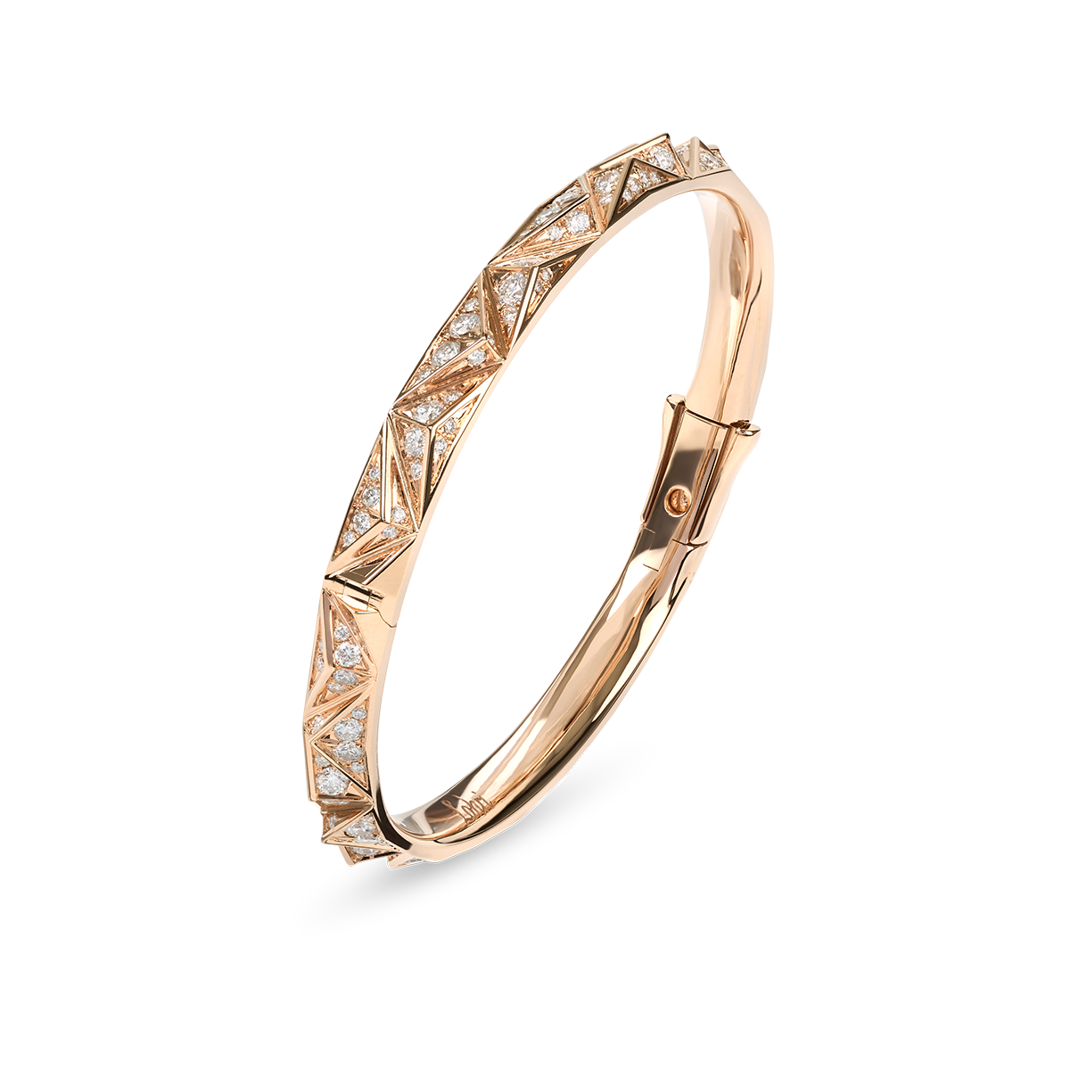 The Chiliagon collection is compelling and elegant. Inspired by avant-garde architecture, these pieces of jewellery mesmerizingly reflect the light. A chiliagon has 1000 facets, just like you do. This bracelet is handcrafted in red gold, featuring asymmetrical facets that form a subtle infinity motif and are set with brilliant-cut diamonds.