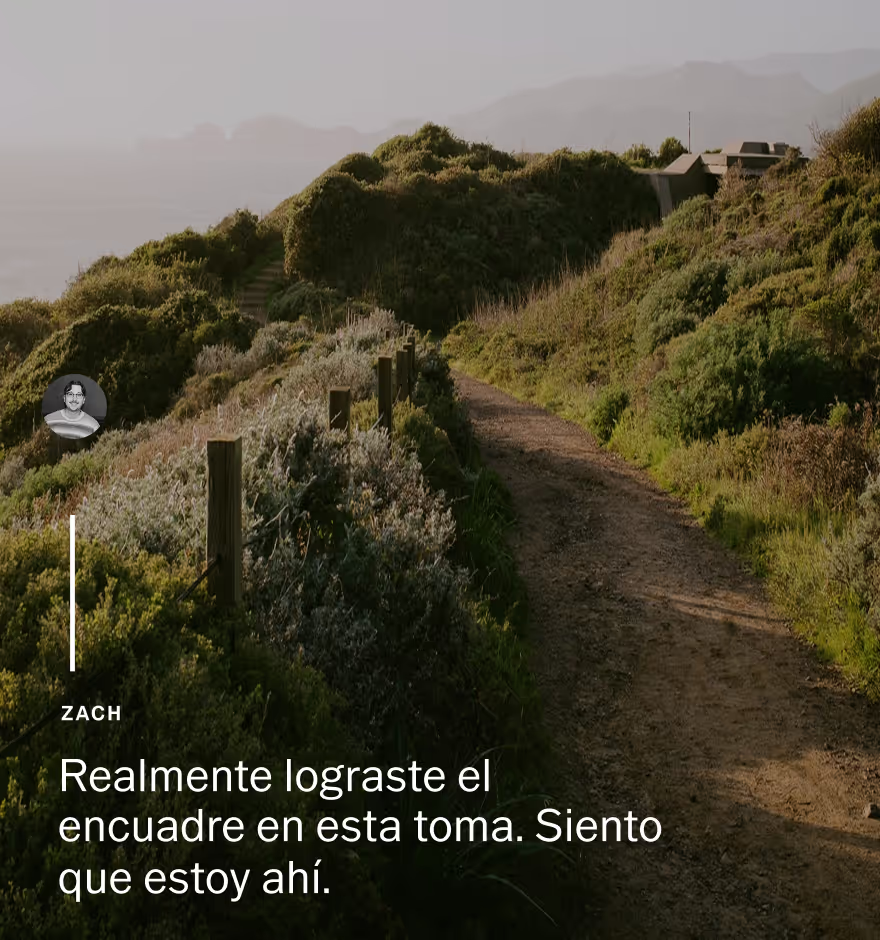 Realmente lograste el encuadre en esta toma. Siento que estoy ahí.
