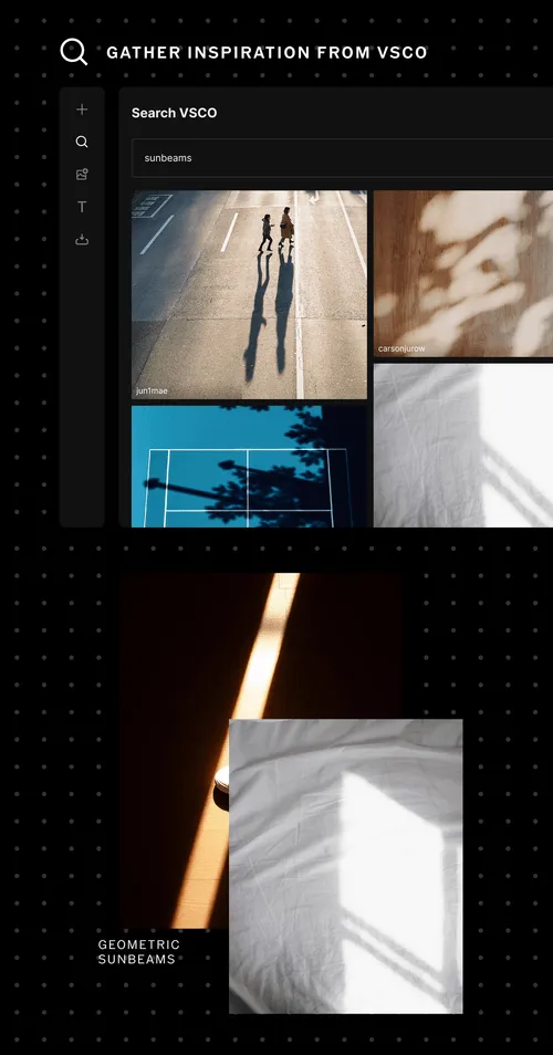 Import, search VSCO, and organize inspiration in AI mood board