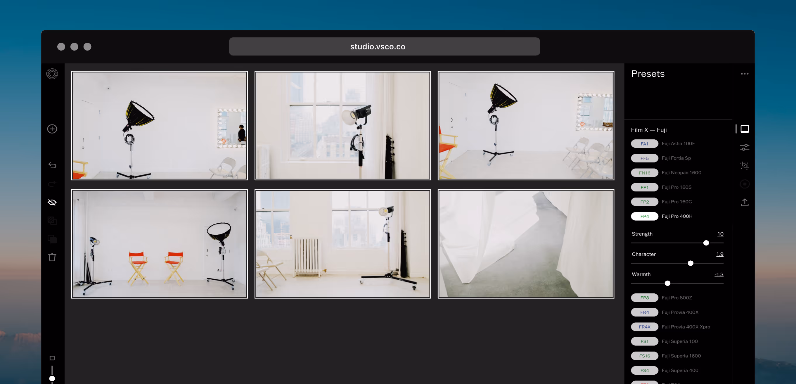 Film filters in bulk on VSCO photo editor for mac and windows pc