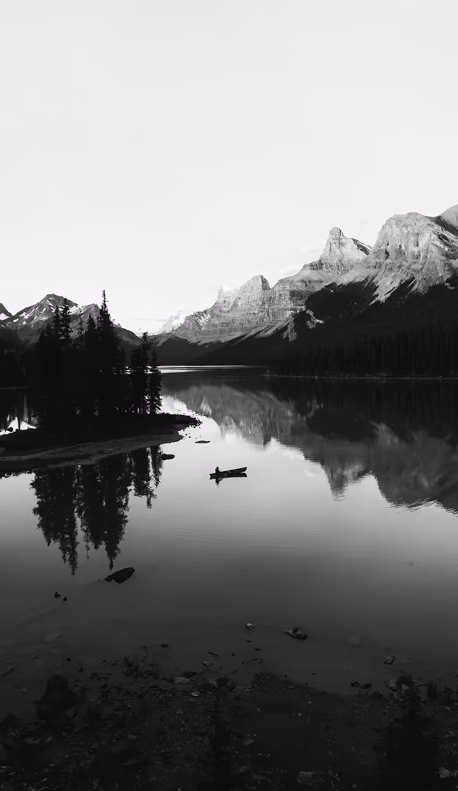 Black and white filter on lake landscape shot