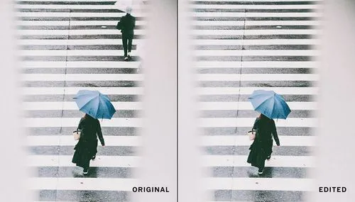 Before / after person removed from background with AI