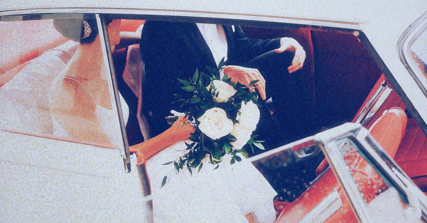 VHS filter on still from wedding video