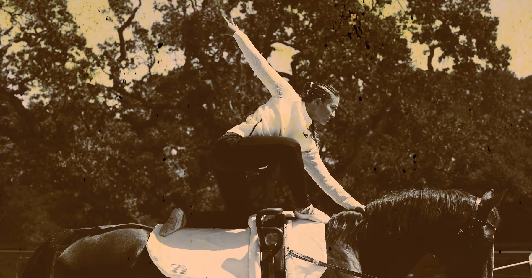 Sepia tone added to photo of a person on a horse