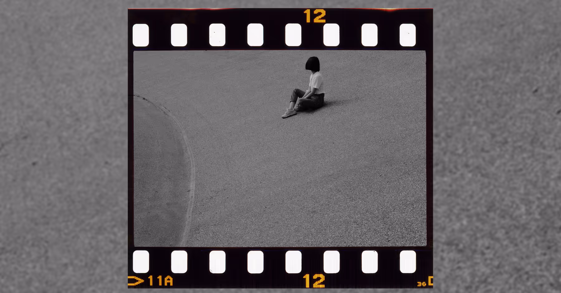 35mm 2a film border overlay added to black and white grainy photo