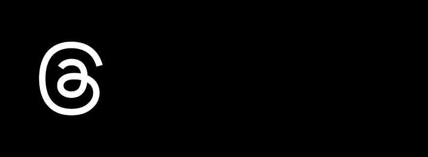 A white Threads logo on a black background.