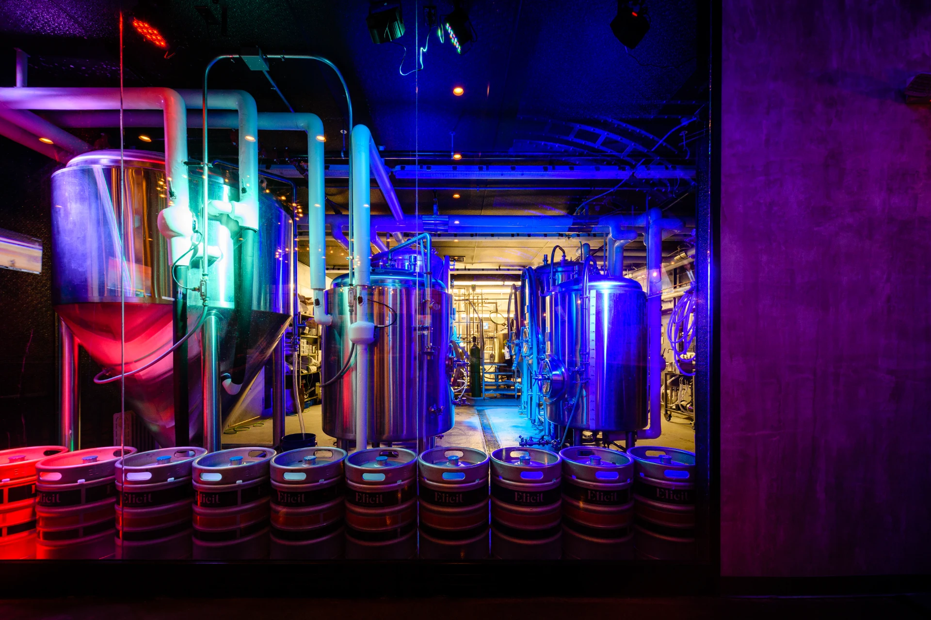 An image of a vibrant brewing area at Elicit Brewing.