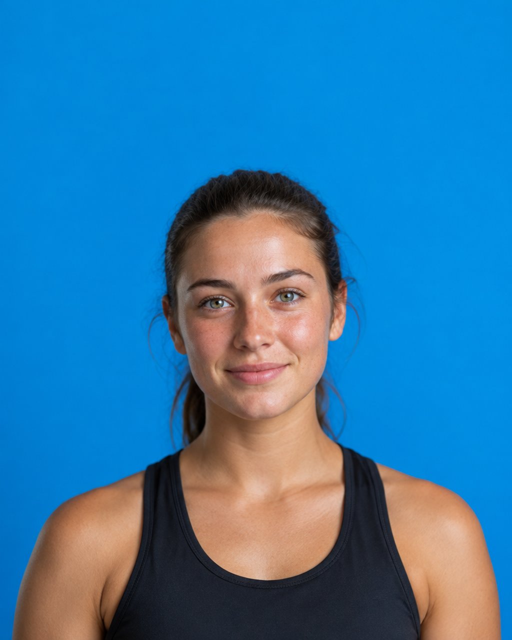 A young New Zealand athlete against a bright blue studio backdrop