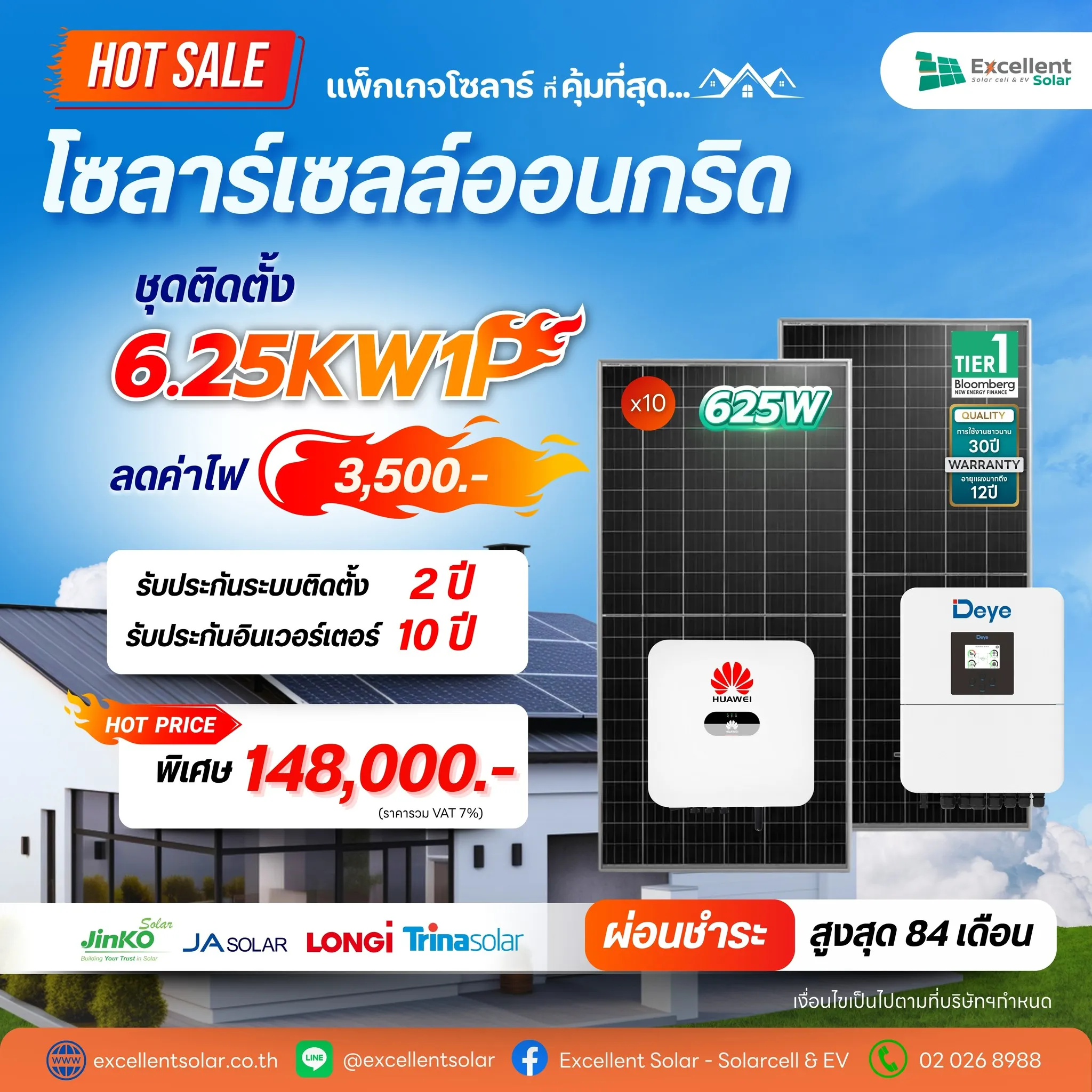 Promotion 5KW1P, บริษัทติดตั้งโซล่าเซลล์ หลังคาโซล่าร์เซลล์ On-Grid