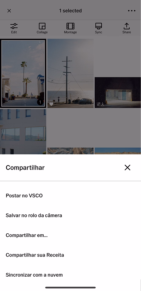 Compartilhar Mais opções Salvar no rolo da câmera Copiar edições Achate uma duplicidade Reverter para original Excluir rascunho