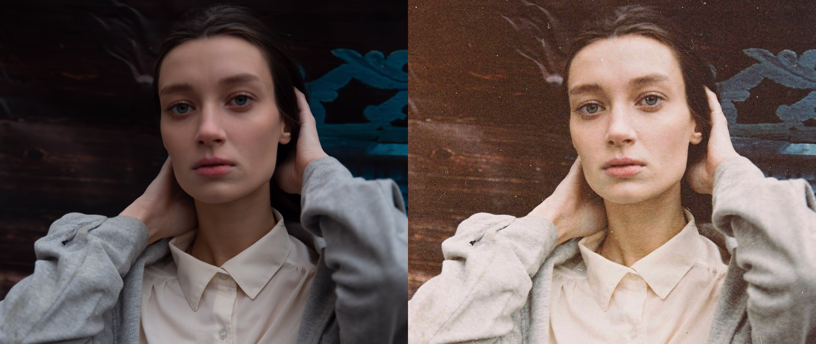 Digital camera effect before and after