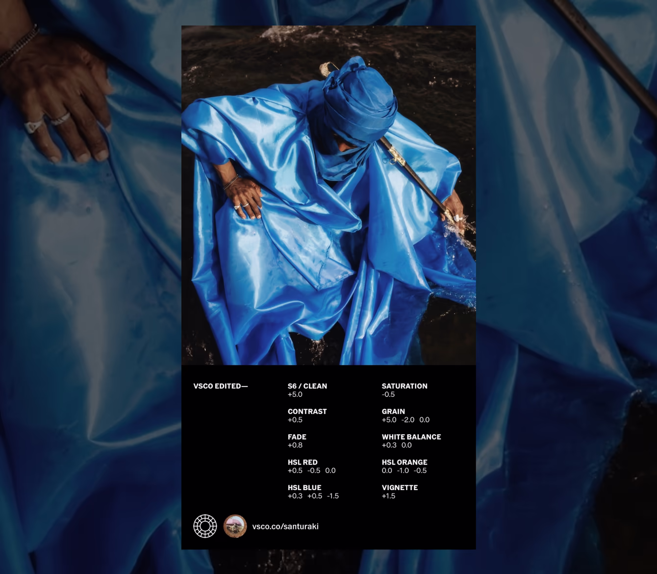 Photo editing recipe by Abdullahi Santuraki:VSCO Preset S6 / Clean +5.0Contrast +0.5Fade +0.8HSL Red +0.5, -0.5, 0.0HSL Blue +0.3, +0.5, -1.5Saturation -0.5Grain +5.0, -2.0, 0.0White balance +0.3, 0.0HSL Orange 0.0, -1.0, -0.5Vignette +1.5