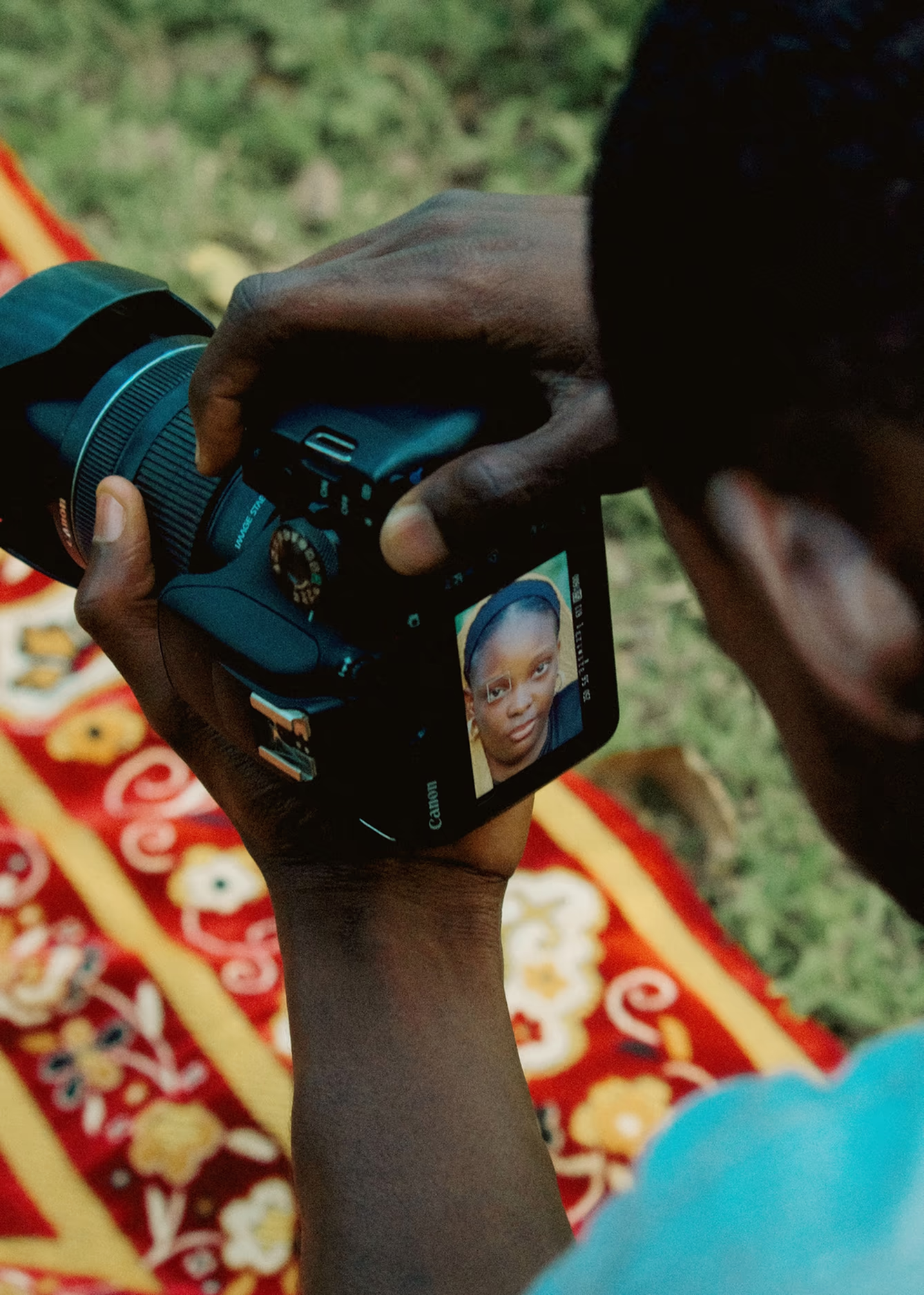 Close up of camera screen during photoshoot